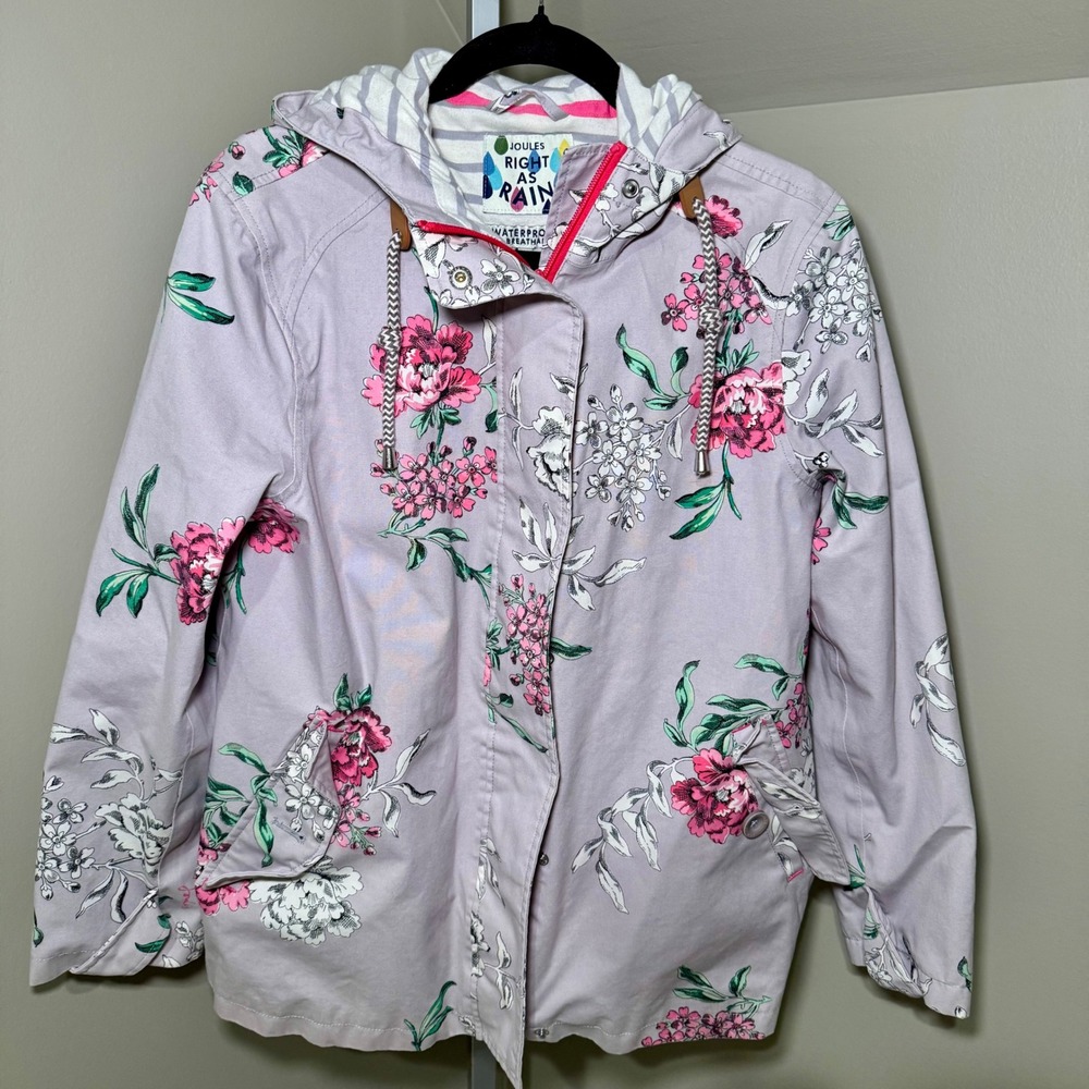 Joules Right As Rain Floral Waterproof Jacket Cloud Grey Peony Hooded Coat
US 10 - Picture 5 of 5